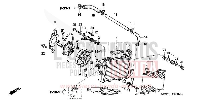 RADIATEUR (G.) (VTR1000SP2/3/4/5/6) von VTR1000 SP-2 ROSS WHITE (NH196B) von 2003